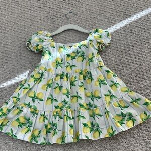 Janie and Jack Lemon Print Dress - White and Yellow